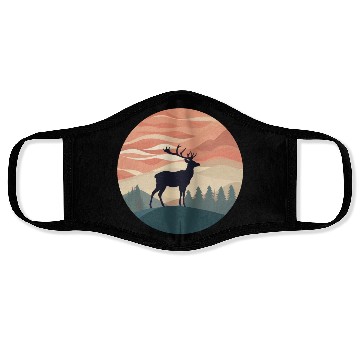 Discover Deer Silhouette Emerald Forest Wanderlust Design Face Masks