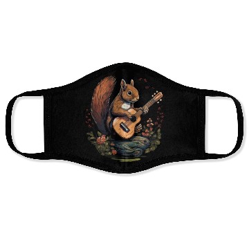 Discover Squirrel playing a guitar Face Masks