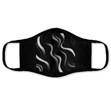 Discover Monochrome Elegance: White Abstract Lines on Black Face Masks