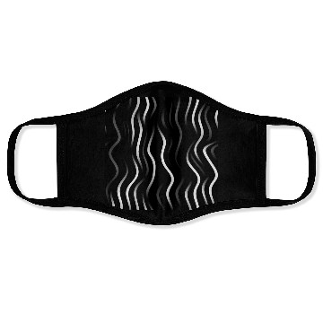 Discover Monochrome Elegance: White Abstract Lines on Black Face Masks