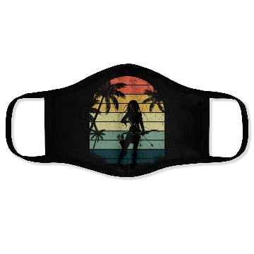 Discover Outdoor Hunting Bow Arrow Retro Lady Archer Face Masks