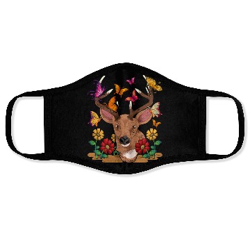 Discover Flowers forest animal gift butterfly deer Face Masks