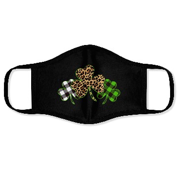 Discover St Patricks Day Leopard Print Plaid Shamrock Face Masks
