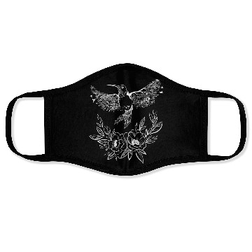 Discover Hummingbird Flowers Tree Nature White Bird Flies Face Masks
