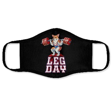 Discover Leg Day Corgi Weight Lifting Squat Gym Face Masks