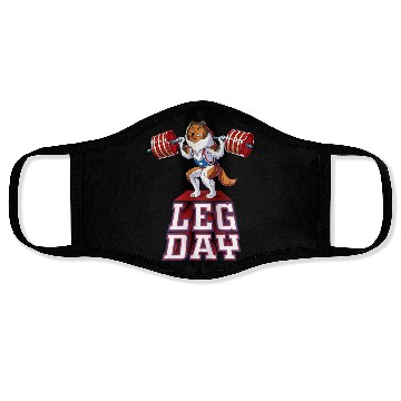 Discover Leg Day Sheltie Weight Lifting Squat Gym Face Masks