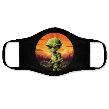 Discover Green Alien Golfer - Extraterrestrial Playing Golf Face Masks