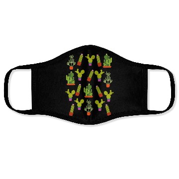Discover Cactus Succulent Plants Nature Colorful Aztec Face Masks