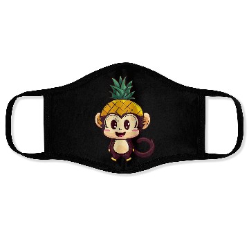 Discover Tropical monkey with pineapple helmet Face Masks