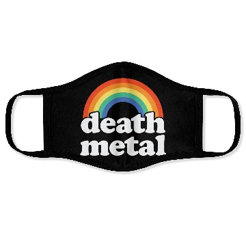Discover Funny Death Metal Design: Rainbow Riot Face Masks