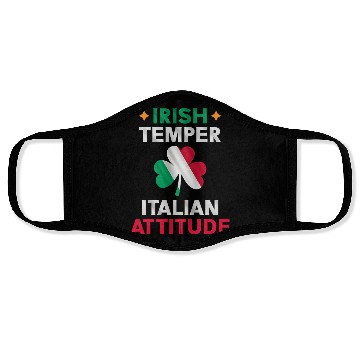 Discover Irish Temper Italian Attitude Flag Shamrock St Face Masks