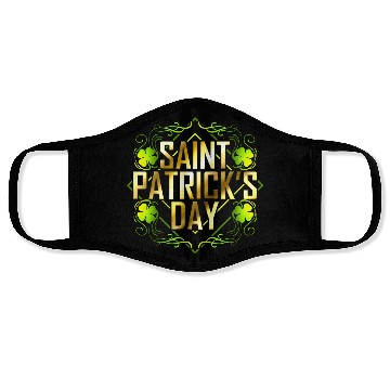 Discover Green Shamrock And Golden Lettered Saint Patricks Face Masks