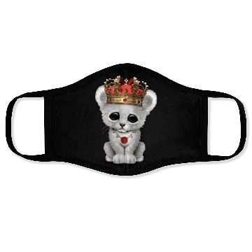 Discover Cute Royal White Lion Wearing Crown Face Masks