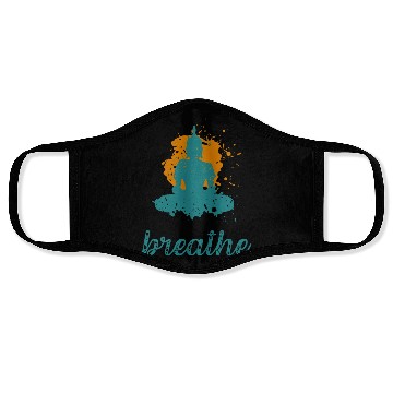 Discover Breathe quote Buddha graphic Face Masks