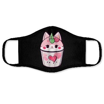 Discover Cat Strawberry Milk Shake Kawaii Face Masks