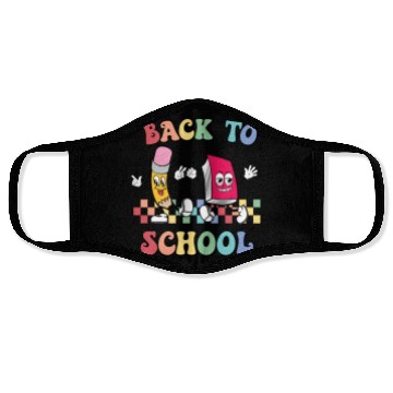 Discover Back To School, Cute, Retro, Vintage, Checkerboard Face Masks