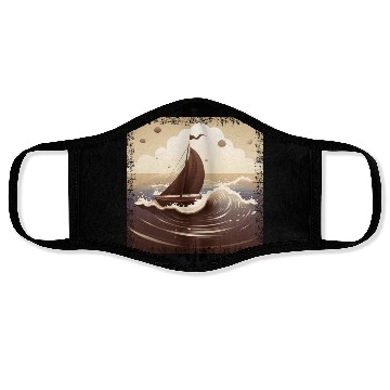 Discover Chocolate Brown Dinghy on Rough Seas Face Masks