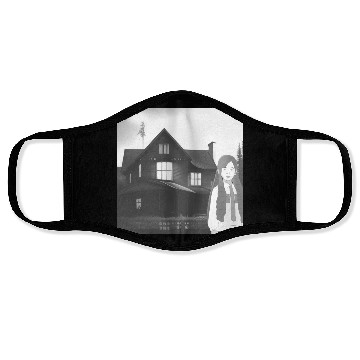 Discover Is a haunted house??? (Black and white version) Face Masks
