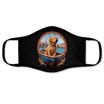Discover Golden Retriever's Venice Voyage Face Masks