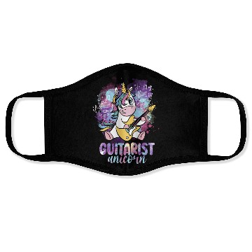 Discover Guitarist Unicorn Music Lover Pony Musician Guitar Face Masks