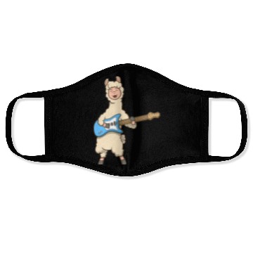 Discover Comic Llama Plays Electric Guitar Face Masks