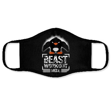 Discover Penguin Biceps Beast Workout Mode Cool Bodybuilder Face Masks
