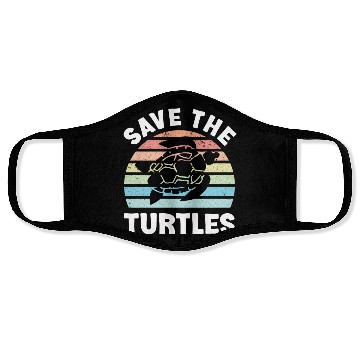 Discover Save The Turtles Sea Turtle Retro Sunset Face Masks