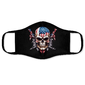 Discover A skull color America flag Face Masks Design