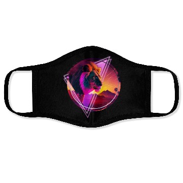 Discover Synthwave desert Lion Face Masks