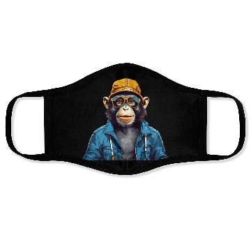 Discover Smiling monkey wearing sunglasses and bucket hat Face Masks