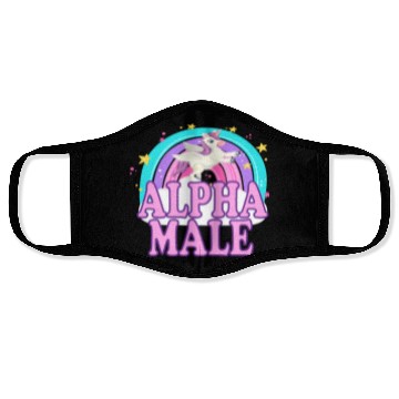 Discover Ironic Alpha Male Unicorn Rainbow Funny Face Masks