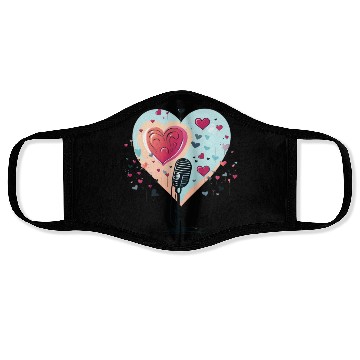 Discover Microphone, music, singer, artist, heart, gift Face Masks