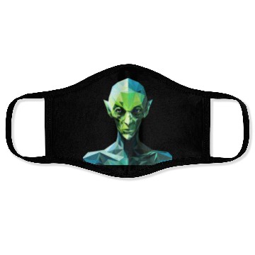 Discover Green Alien in Polygon Style Face Masks