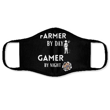 Discover Funny Farmer Farmer By Day Gamer By Night Funny Face Masks