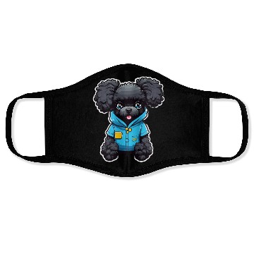 Discover Poodle in Blue Pajamas Face Masks