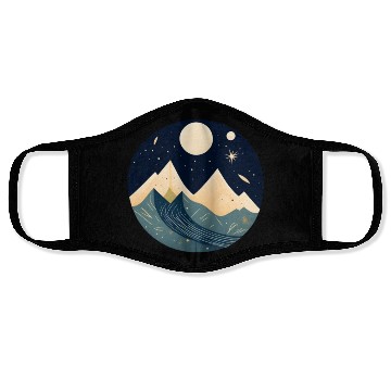 Discover Mountains moon stars Face Masks