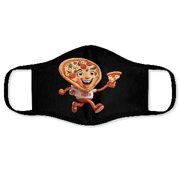 Discover Cartoon Character of Pizza Running Design Face Masks
