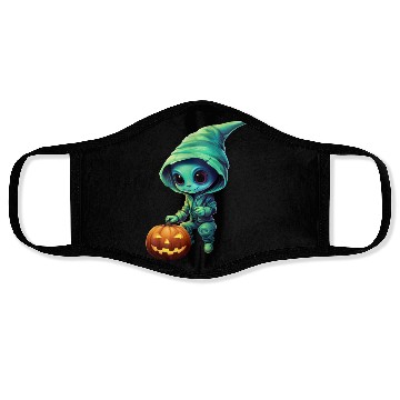 Discover Halloween Alien with Pumpkin - Green Face Masks