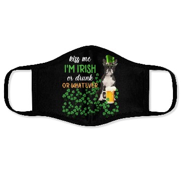 Discover Boston Terrier Kiss Me I'm Irish Or Drunk Or Whate Face Masks