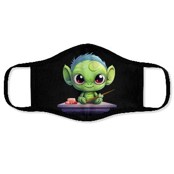 Discover Alien Enjoying Sushi Face Masks