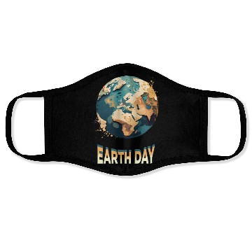 Discover Earth Day: unique illustration earth design Face Masks
