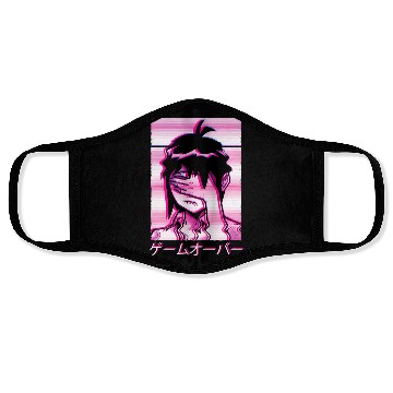 Discover Vaporwave E Japanese Aesthetic Anime Sad E Face Masks