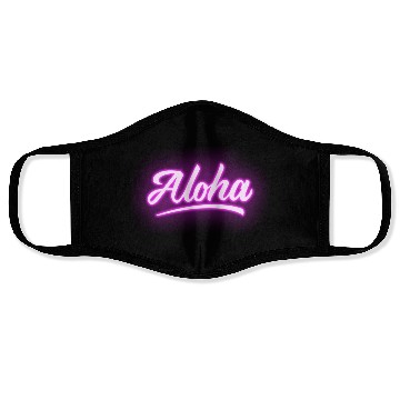 Discover Aloha Pink Neon Lettering Face Masks