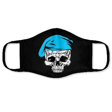 Discover Skeleton skull blue beret military Face Masks
