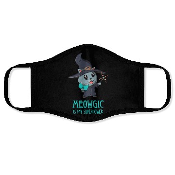 Discover Cute Cat Magic Wizard Kitty Funny Gamer Face Masks