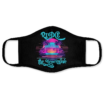 Discover Neon Wave Dreams Ride the 80s Nostalgia Face Masks