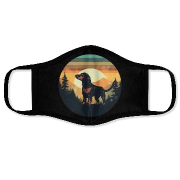 Discover Sunset Serenity: Vintage Dachshund Silhouette Face Masks