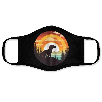 Discover Sunset Serenity: Vintage Dachshund Silhouette Face Masks