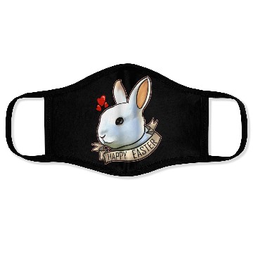 Discover Realistic Happy Easter Bunny Head With Hearts On Face Masks