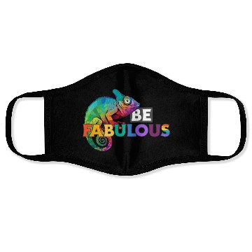Discover Be fabulous! with rainbow colored chameleon Face Masks